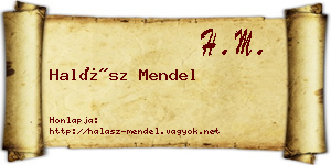 Halász Mendel névjegykártya